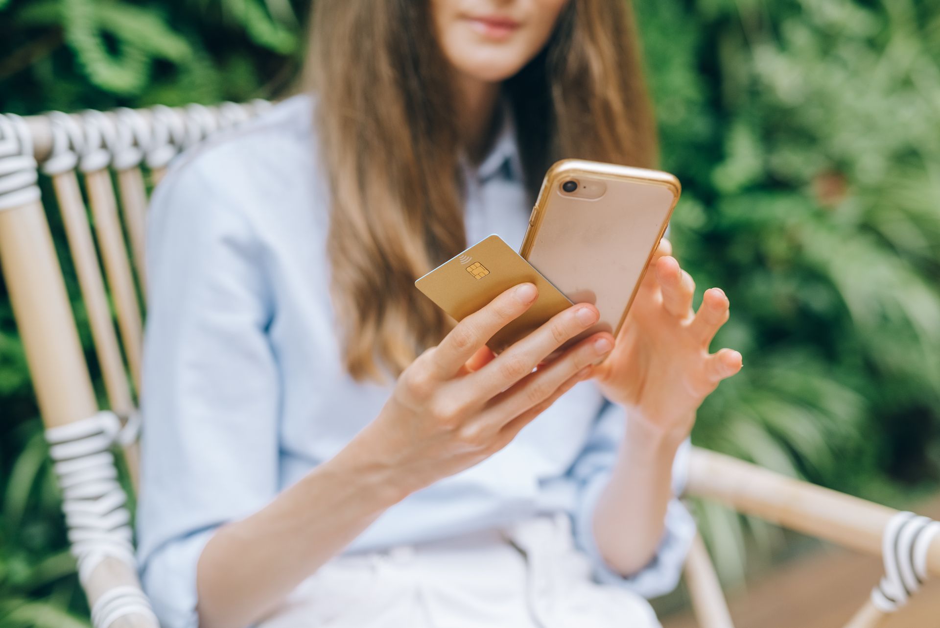 Woman using a mobile banking app outdoors
