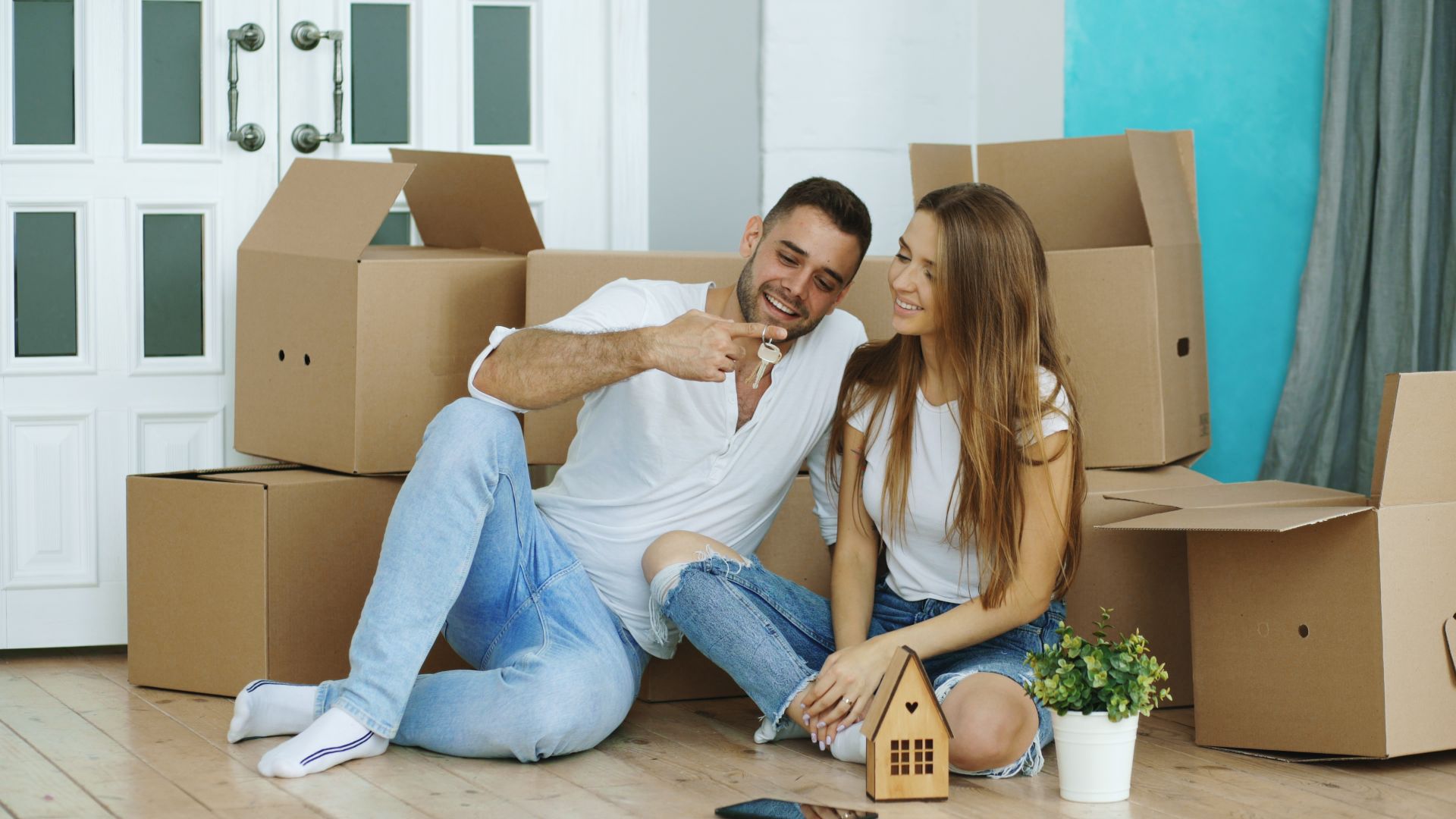Couple moving into a new home