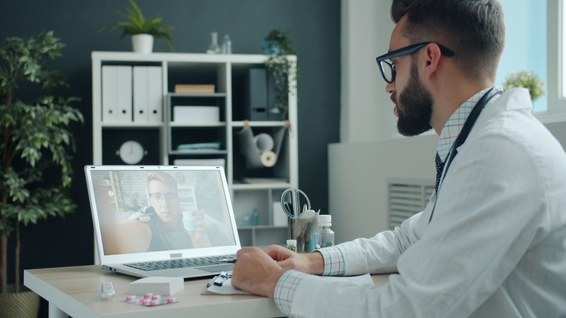 Doctor on a video call with a patient